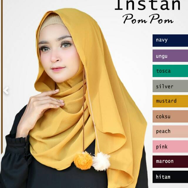 Hijab Pasmina Instan  Pom Pom