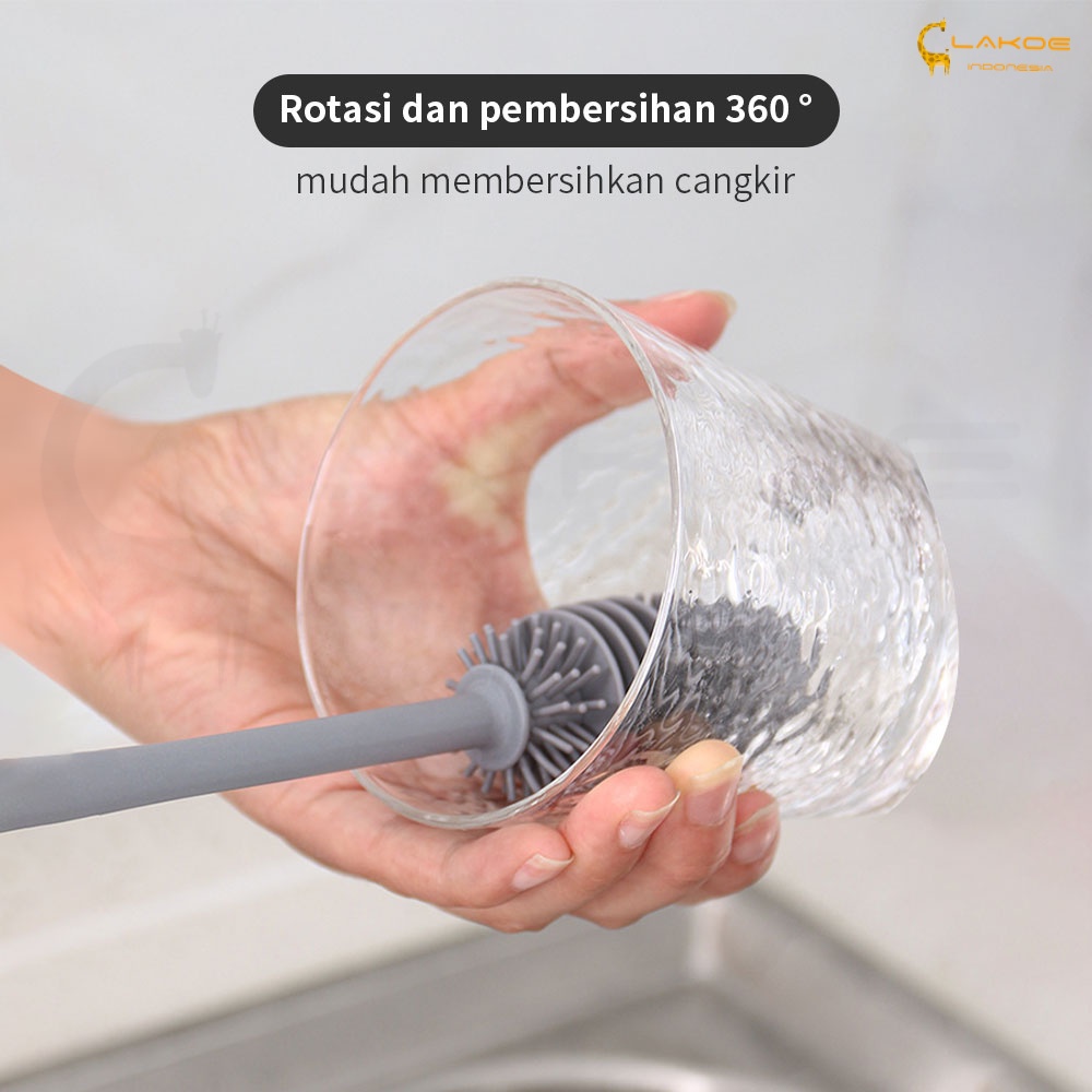 LAKOE Sikat pembersih botol bahan Silikon Gagang Panjang