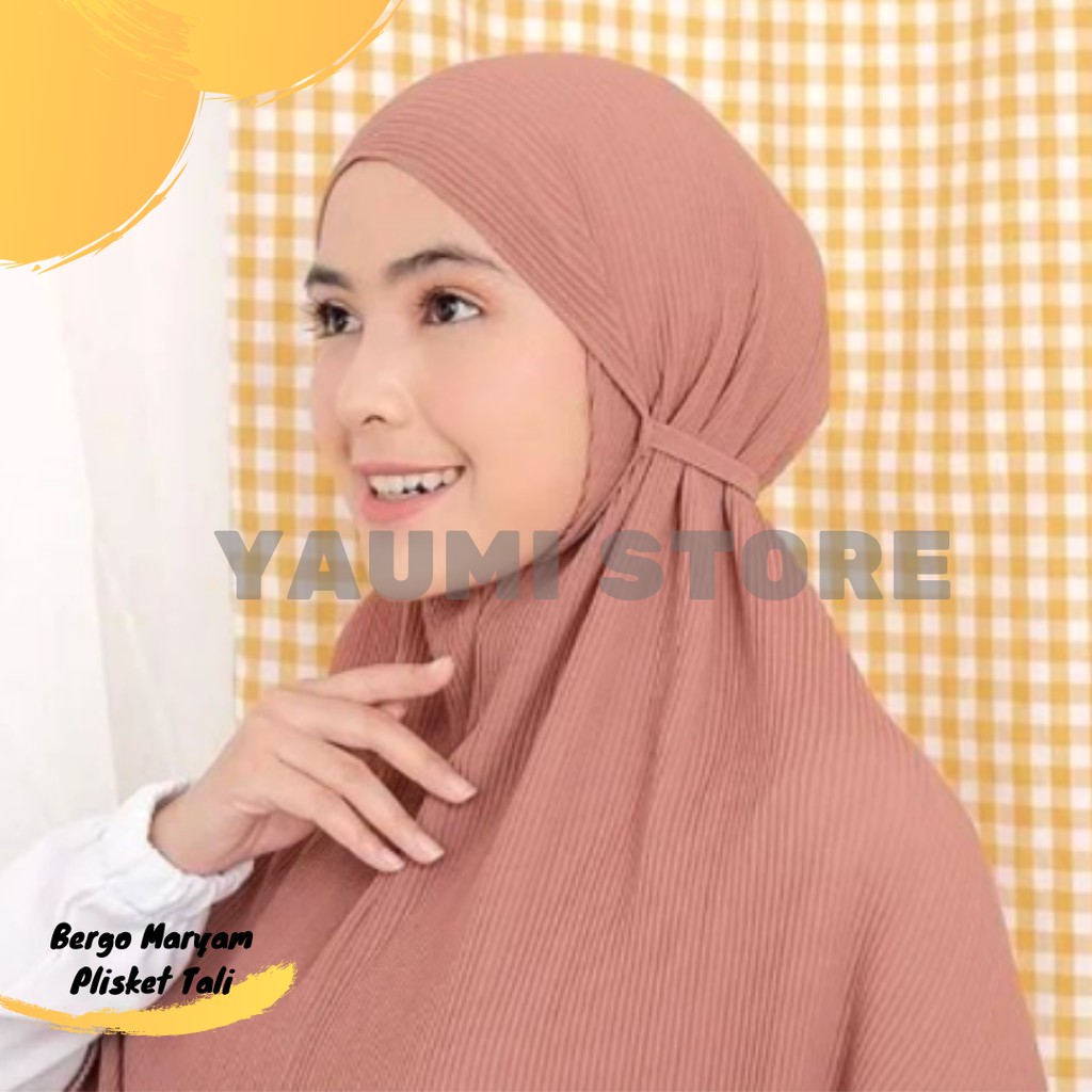 Jilbab Instan Bergo Maryam Plisket Tali Premium