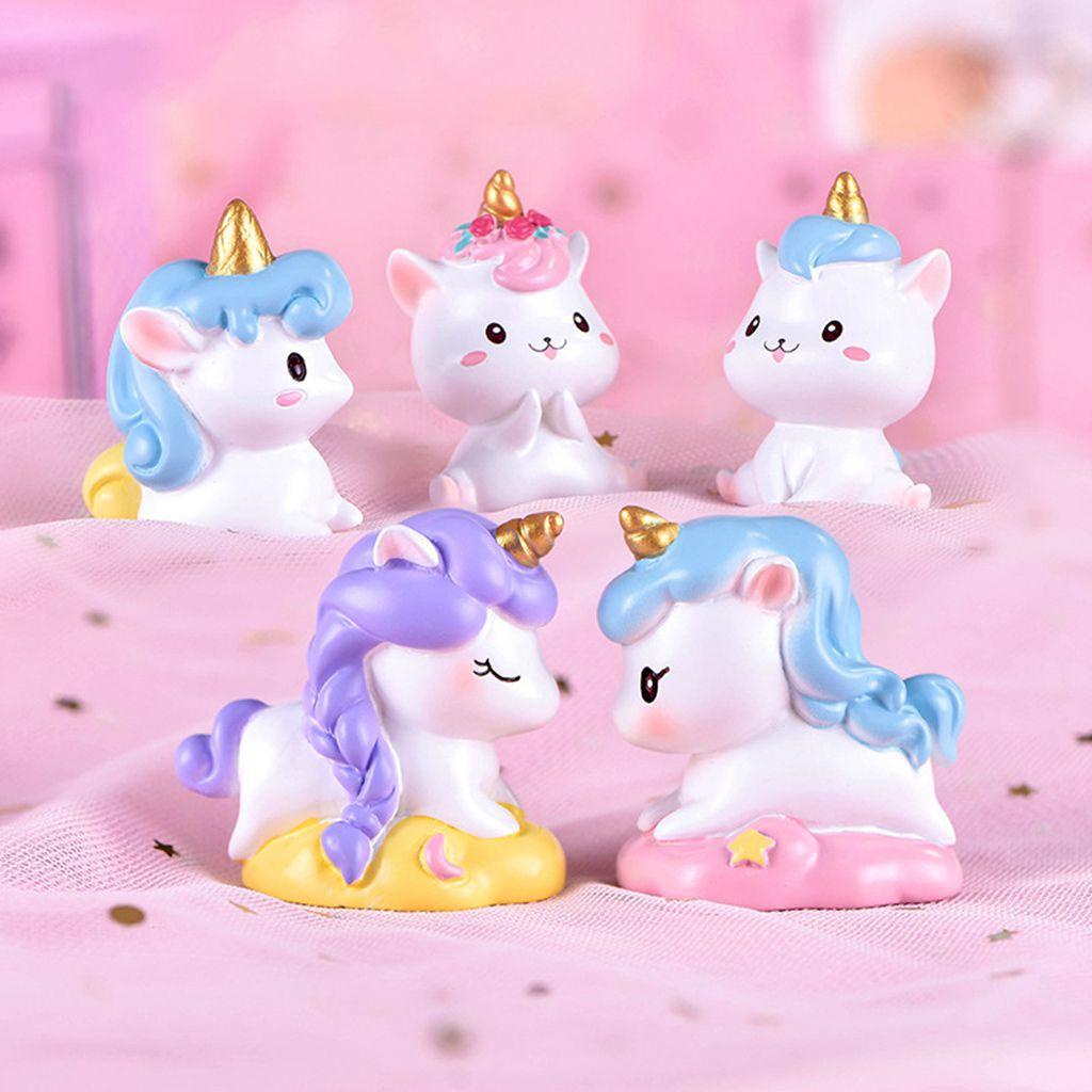 [Elegan] Patung Unicorn Untuk Anak Perempuan 1pcs Miniatur Kerajinan Taman Peri Hewan Lucu Model Unicorn