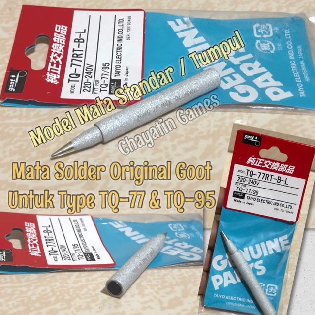 Mata Solder Ori Goot Untuk Type TQ-77 &amp; TQ-95 Model Tumpul 20-200 Watt