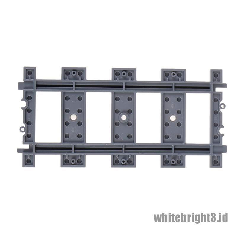 (white3) 10pcs Mainan Balok Bangun / Susun model Lego Bentuk Rel Kereta Api Lurus + Melengkung