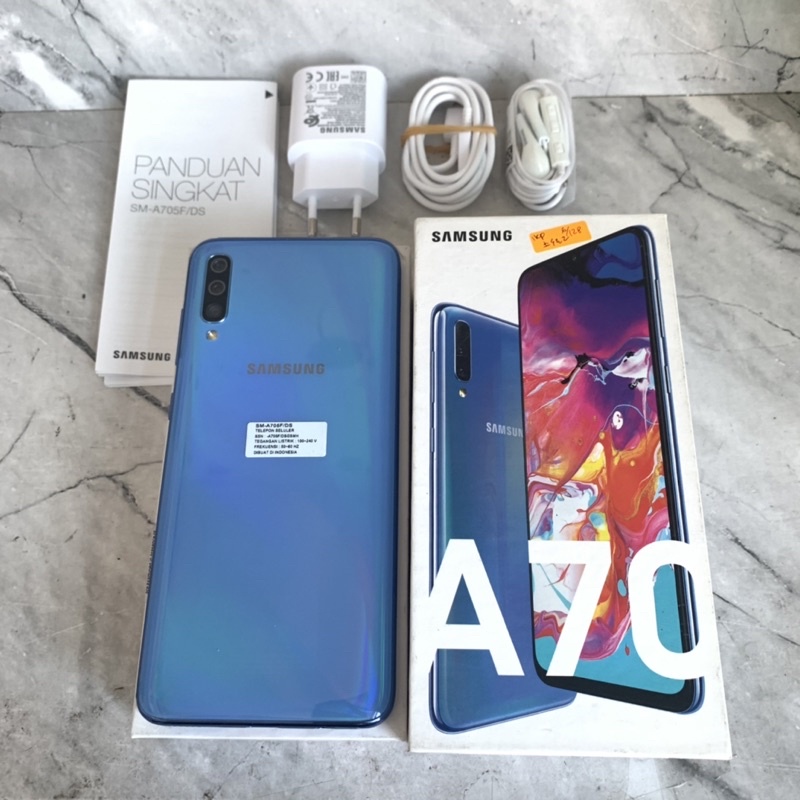 Samsung A70 Blue ram 6GB 128GB Bekas - Fullset Resmi Sein - second