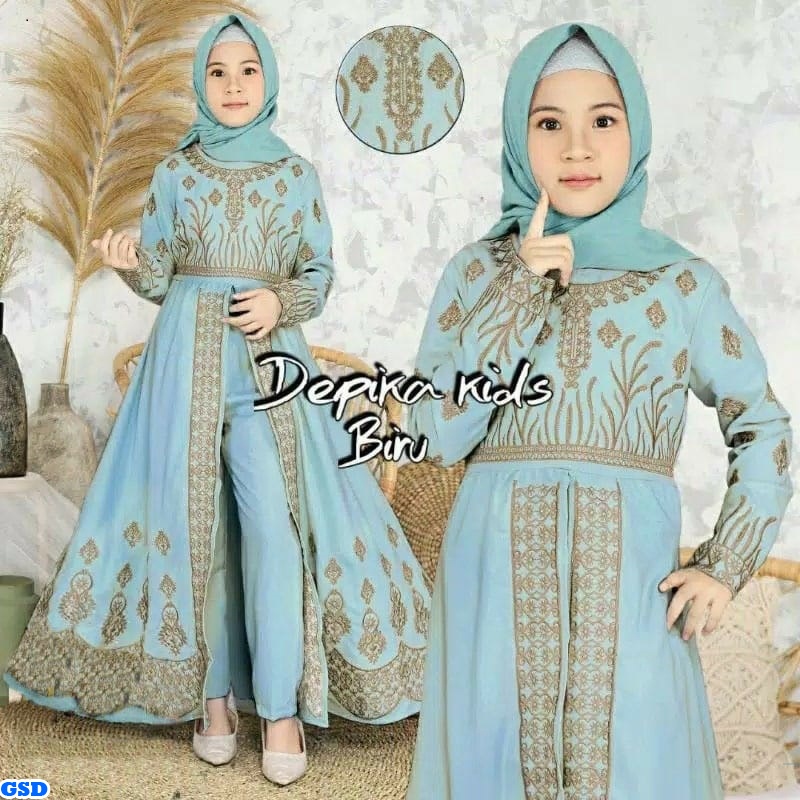 Depika Kids/Promo Gamis Anak Syari /Long Dress Muslim Anak Perempuan Motif Bordir Best Seller