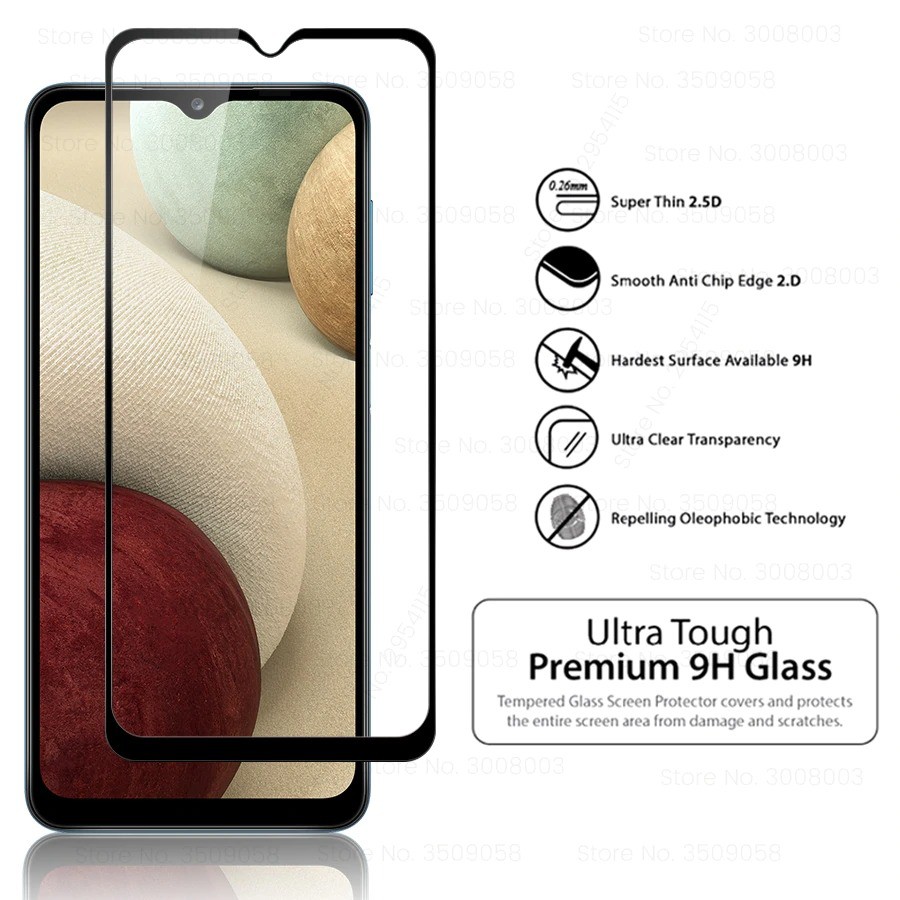 Paket 3 IN-1 Tempered Glass Layar Samsung A12 / M12 Full 9D Anti Gores Camera Dan Skin Carbon