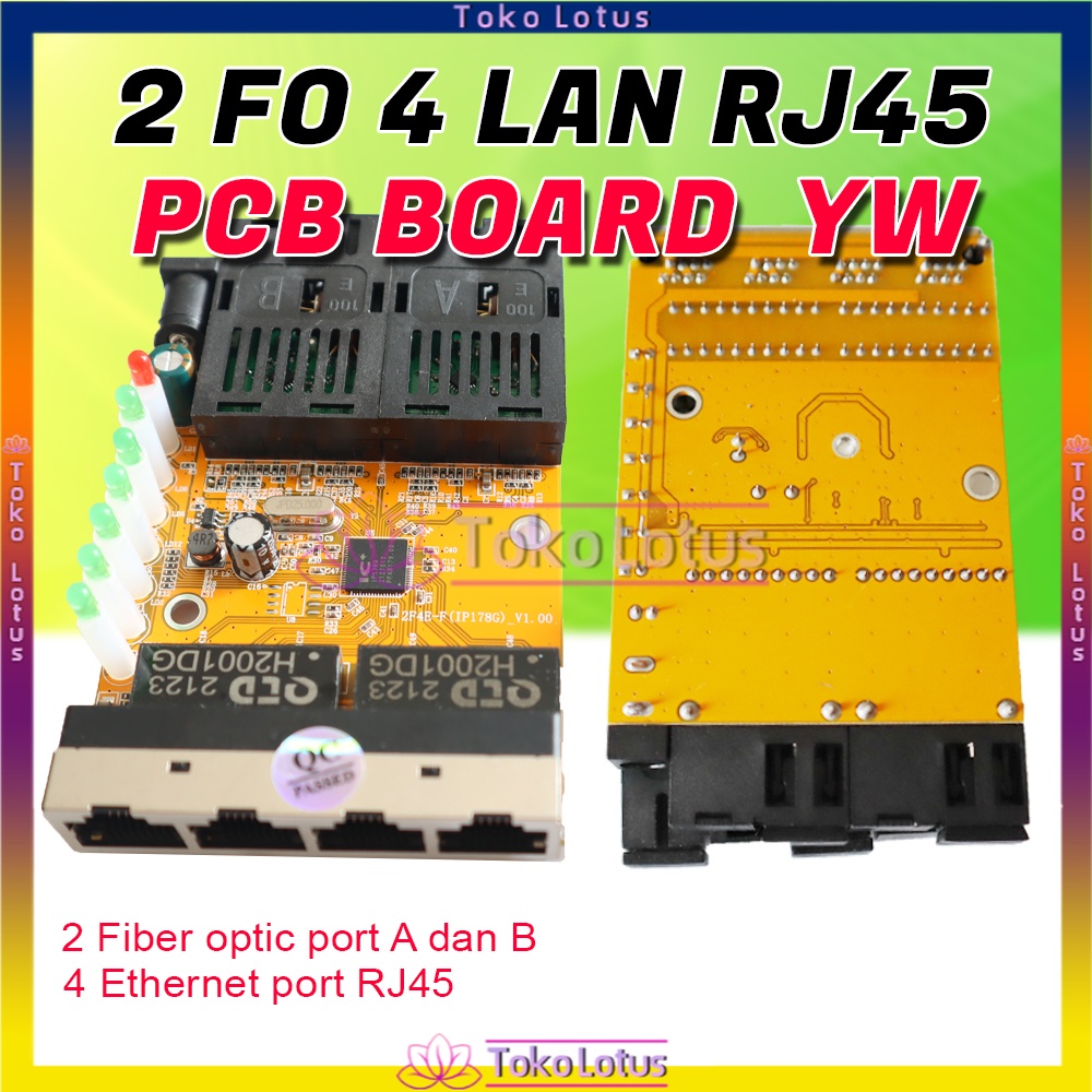 [TERBARU] [BISA COD] PCB Saja atau dengan Adaptor 2F4E Yellow Media Converter 2 Port FO - 4 Port LAN Tanpa BOX