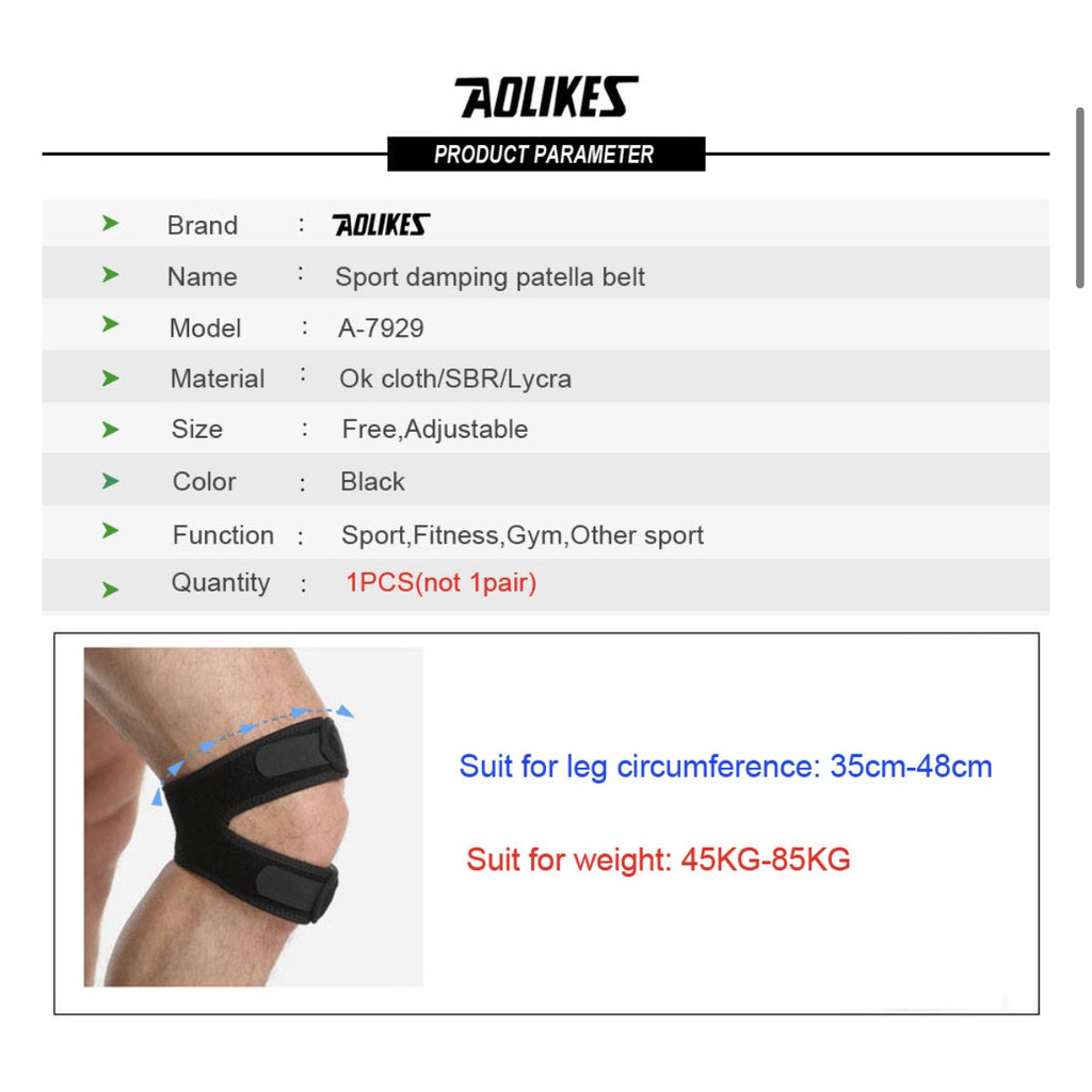 AOLIKES 7929 Knee Patella (Double) Knee Support / Knee Brace - Deker Pelindung Lutut Kaki Olahraga