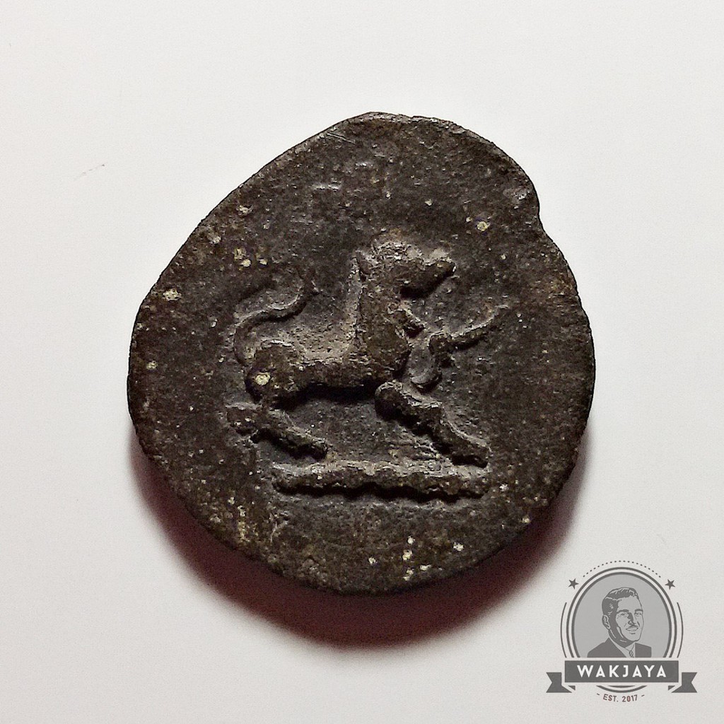 W002. Koin Timah Kerajaan Sriwijaya Motif Singa