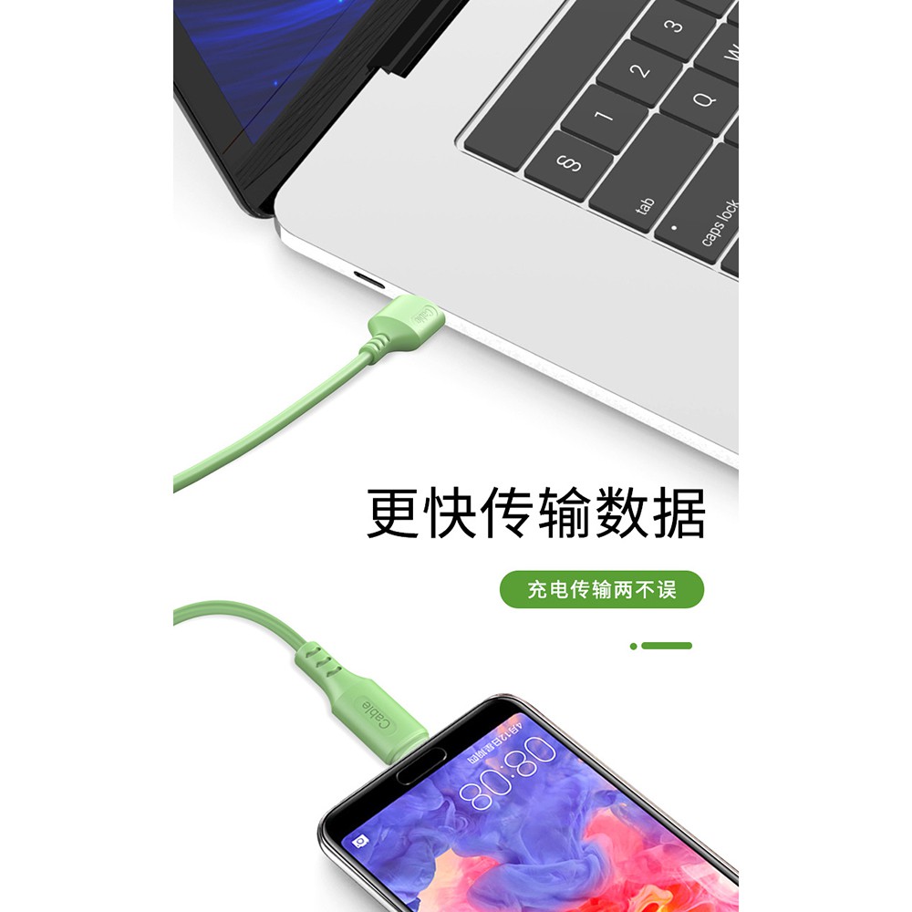 Liquid Soft Kabel Charger USB Type C 2.4A 1 Meter - SM208 - Green