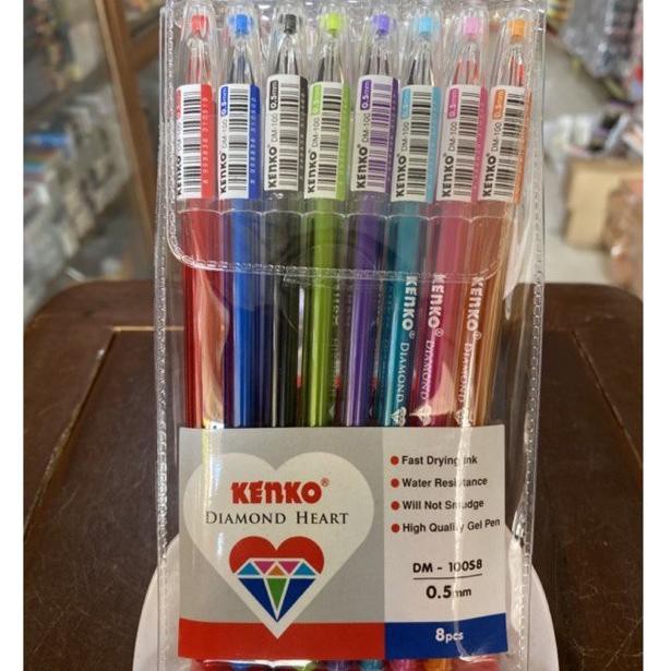 

vL2Code Pulpen Gel 8 Warna / Gel Pen 8 Color DM-100S8 Diamond Heart Kenko(Q1A8) (siap Kirim)