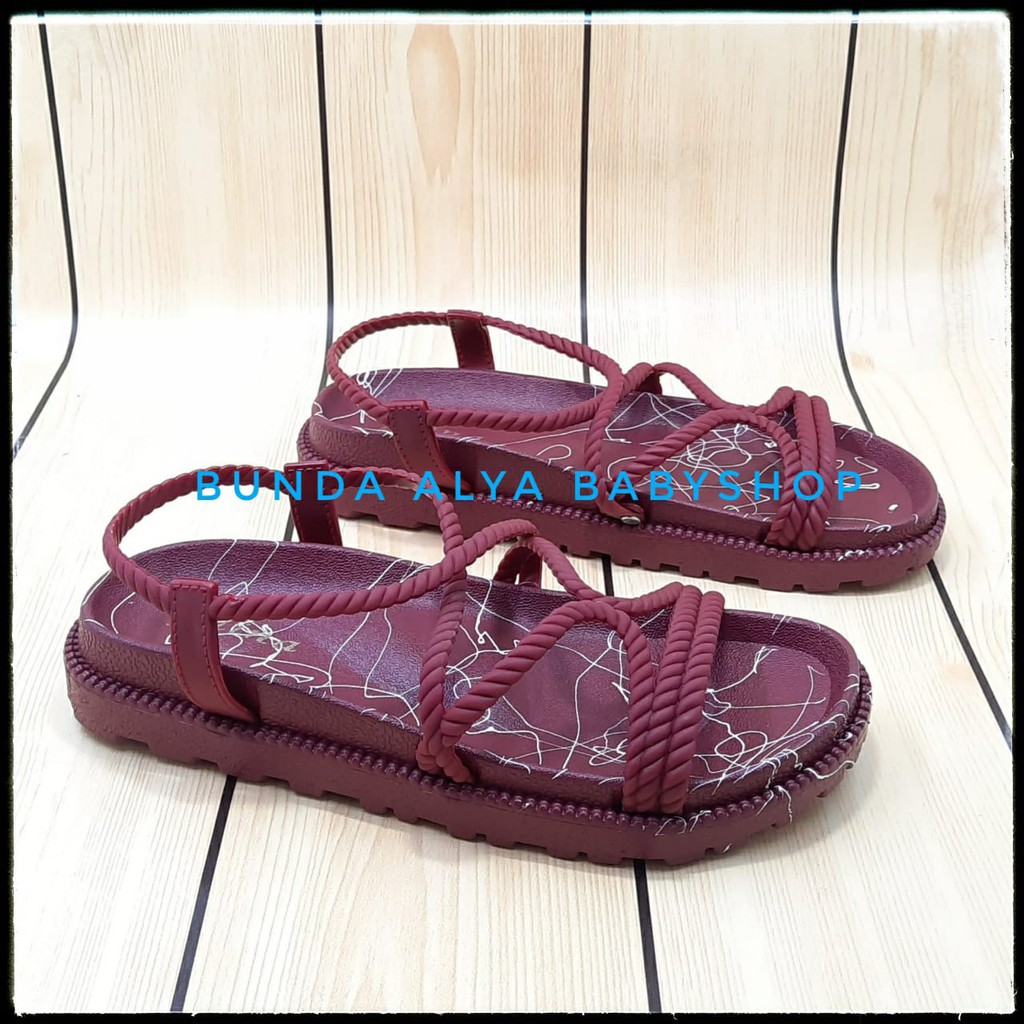 Sandal Wanita Gladiator Size 36 - 39 MARUN - Sendal Perempuan Tali - Sandal Pantai Santai Empuk