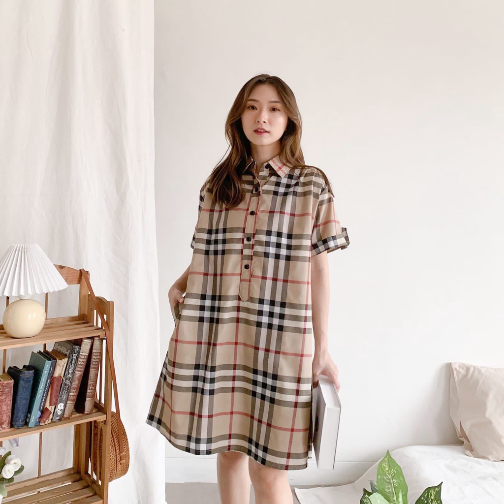 MELCHAN  COTTONBELLS CASUAL DRESS WANITA KAYANA BUTTON POCKET SQUARE TIED MIDI (MB - D 4057)