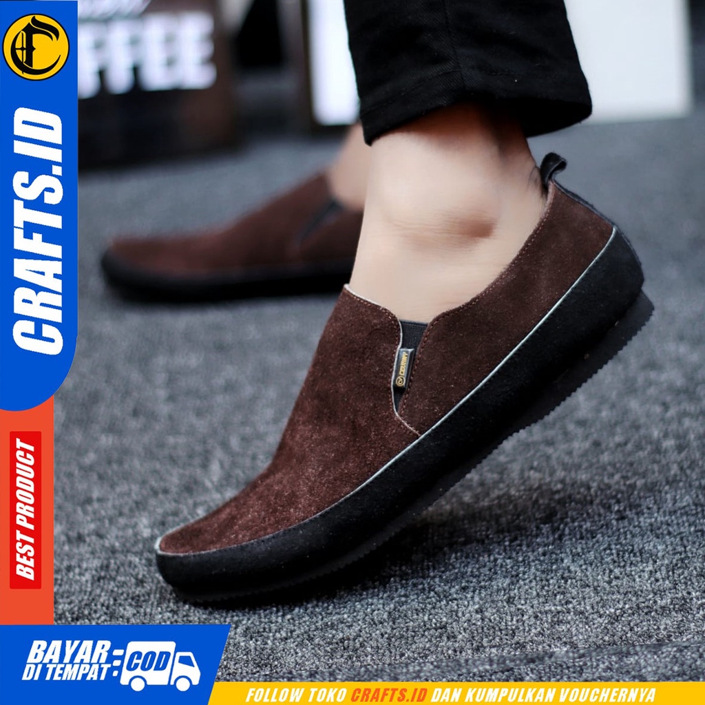 CRAFTS - Sepatu Slip on Pria Sepatu Pria Casual Kulit Asli Suede