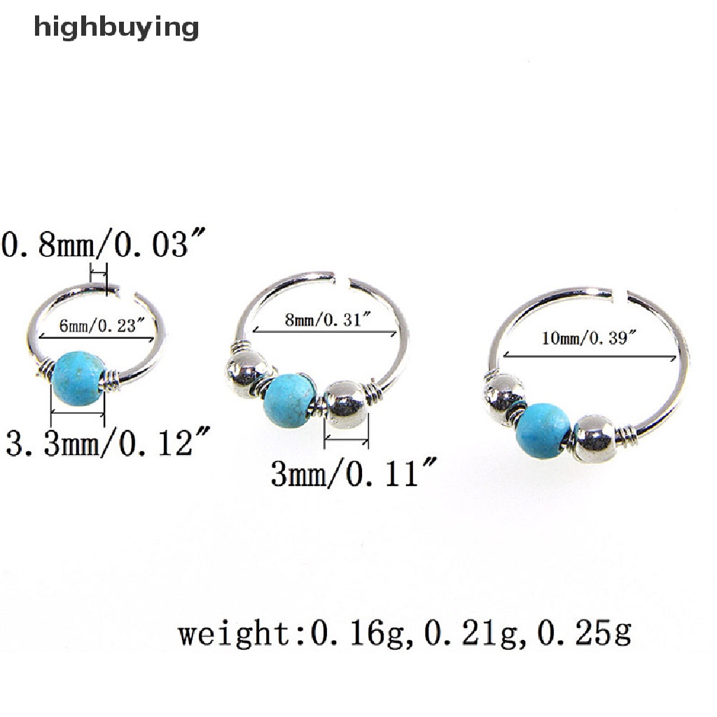 Hbid Anting Hoop Tindik Hidung Bahan Stainless Steel Hias Turquoise Untuk Wanita