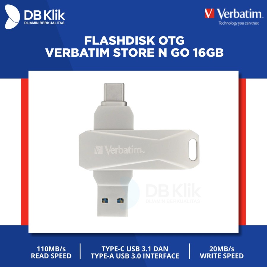 Flashdisk OTG Verbatim Store n Go 16GB USB 3.0 Gen1 Type C 3.2 - 66749