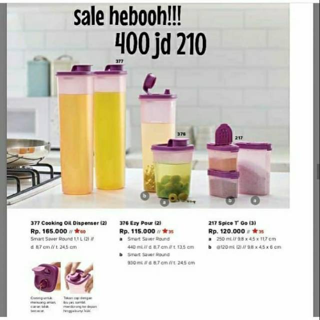 Cooking oil full set tupperware