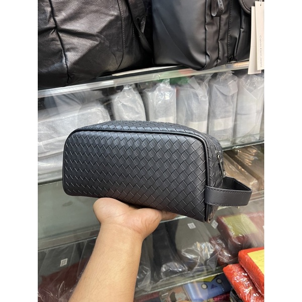 Clutch Kulit Pria Wanita Tas Tangan Pria Pouch BTG Motif Anyaman