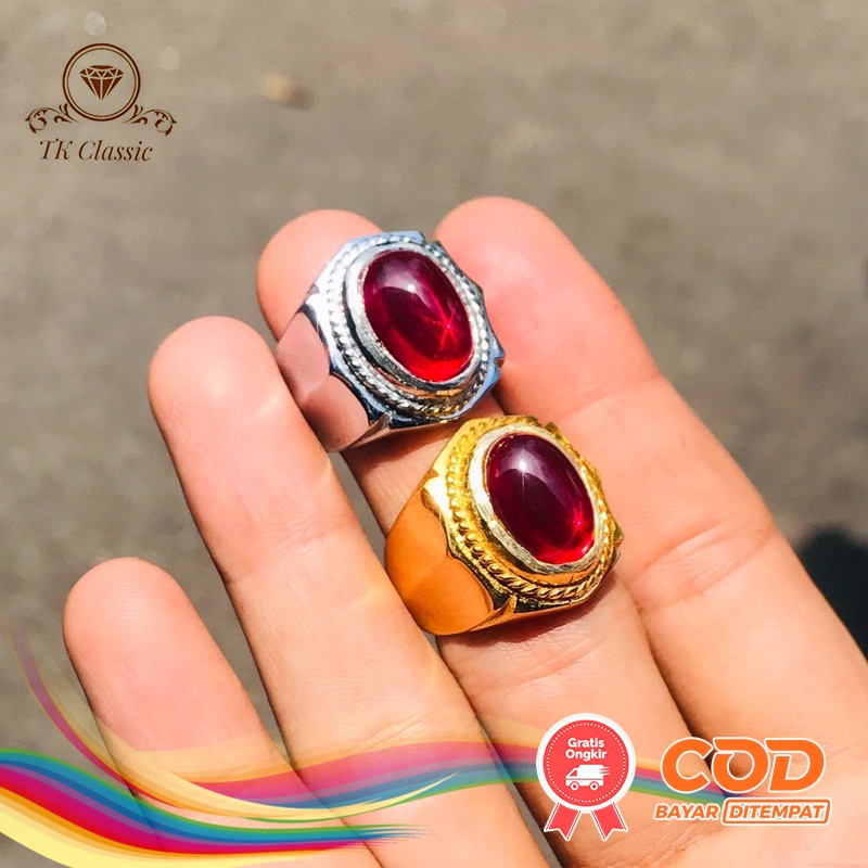 Natural Batu Cincin Pria Merah Siem Star Original