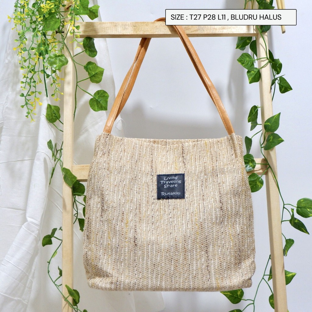 (COD in AJA) TOTEBAG PREMIUM SIMPLE Kain kanvas bludru halus - Motif polos tebal murah kuliah ngampus semarang