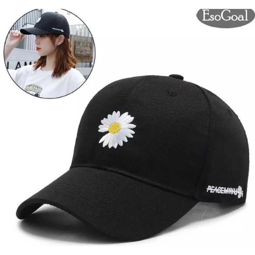 Trendy Topi Baseball Pria Wanita Dewasa Bordir Bunga daisy