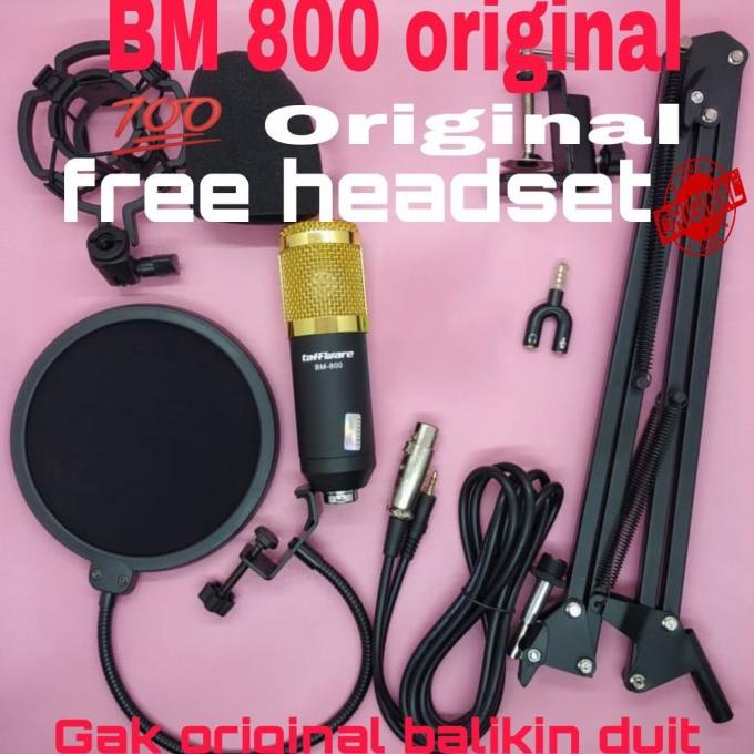 READY COD ORIGINAL mic condenser bm800 full set recording stand mic BM 800 popfilter