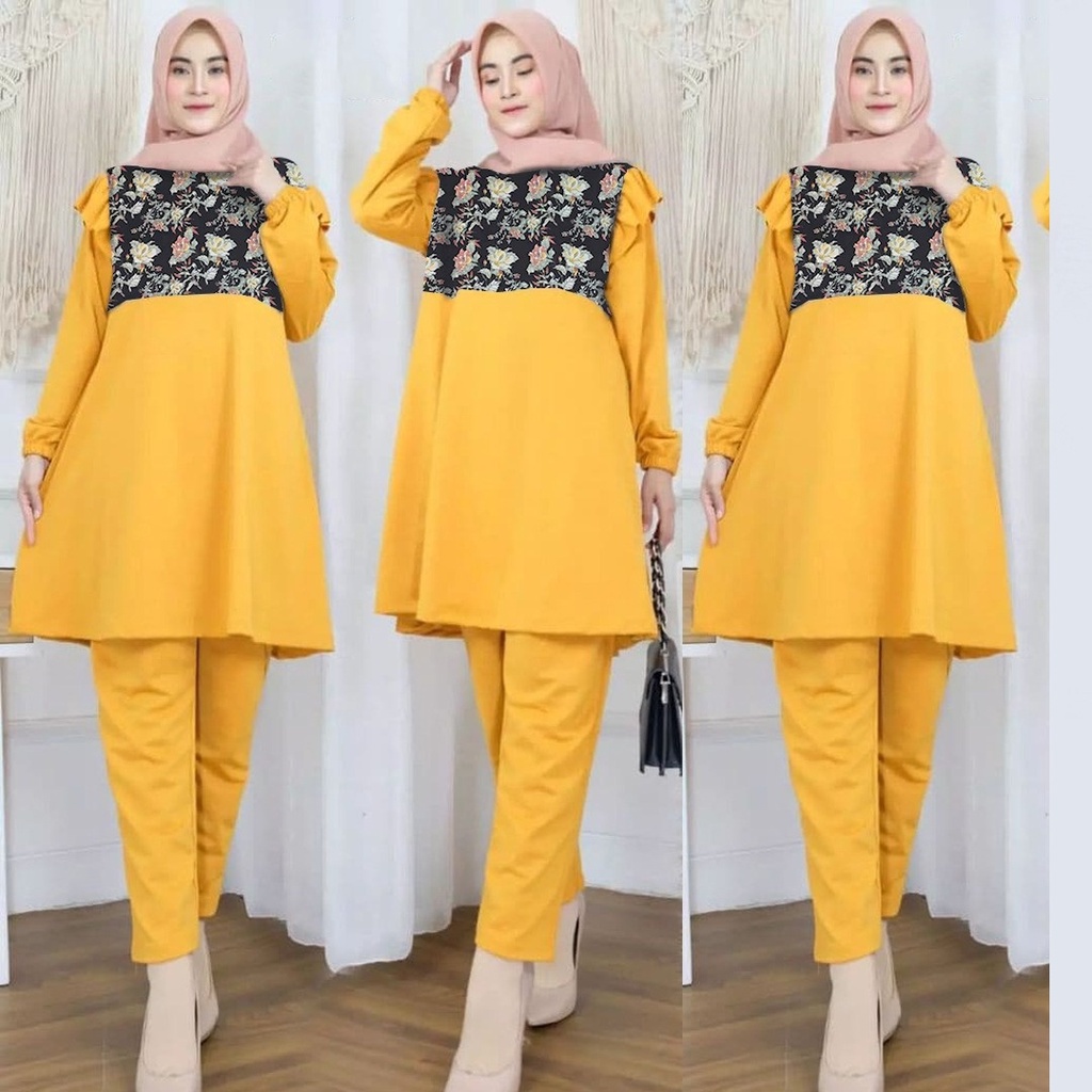 AS FASHION-COD-US-SETELAN HIJAB WANITA TERBARU-STELAN TUNIK-SETELAN OOTD-SETELAN TUNIK LEBARAN