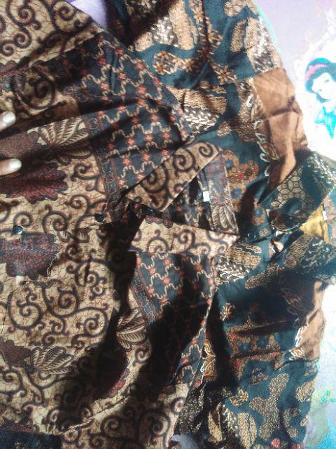 Asifa Batik Hrb026 Kenongo Kemeja Tosca Pekalongan Padi M L Xl Sogan Tulis Halus Kemeja Batik