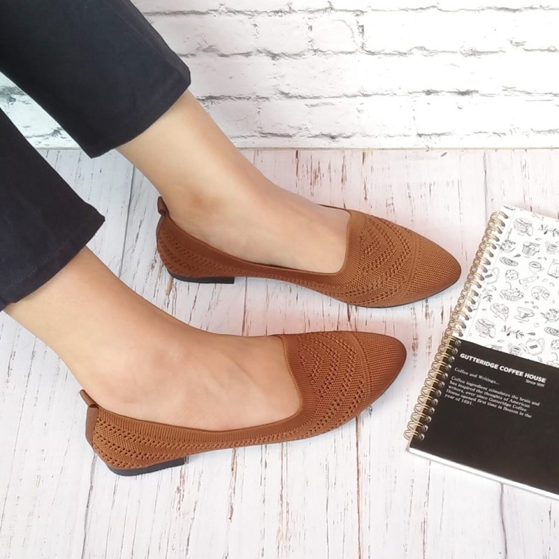 KAYZINEVA Sepatu Flat Wanita Rajut Import CC 05