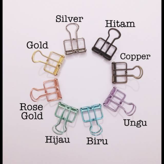 

Paperclip / Klip Foto / Binder Clip warna rose gold, copper, hijau, biru, ungu, hitam, gold, silver