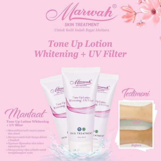 Marwah Tone Up Lotion Whitening + UV Filter/lotion marwah/marwah skincare/skincare/skincare aman