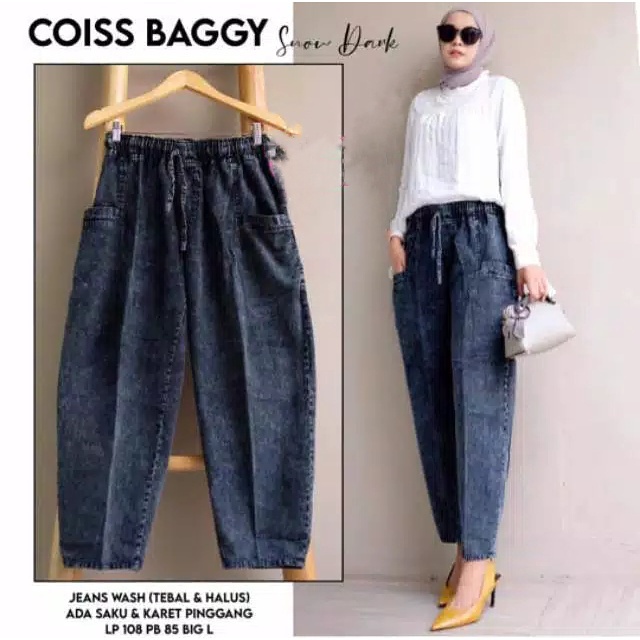 1KG MUAT 4PCS | COISS BAGGY JEANS DENIM WASH HITS OOTD SELEBGRAM FASHION GROSIR MURAH WANITA