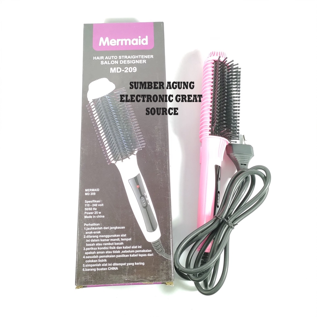 Mermaid Catok Sisir MD209 Pelurus Rambut Hair Auto Straightener Salon Designer