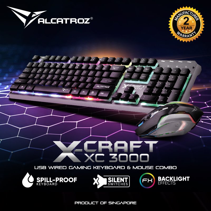 Keyboard &amp; Mouse Gaming Combo Alcatroz XCraft XC3000 7-Colours lightning RGB Original Garansi Resmi Gaming Hardware