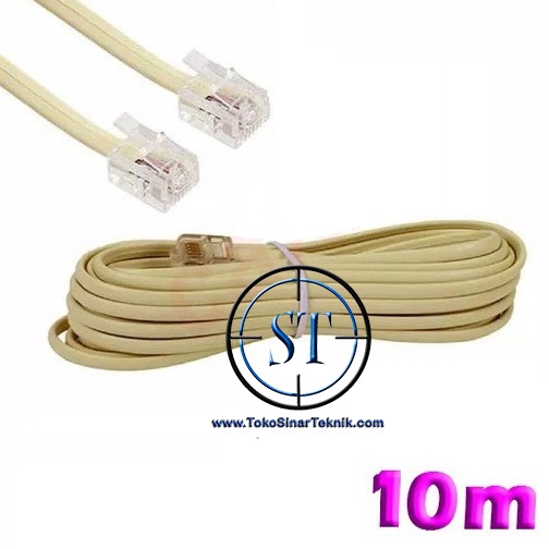 Kabel Telepon 10M + Jack RJ11 Sambungan Telephone Cable Crimp RJ 11 10 Meter Kabel telpon Siap Pakai Langsung Pasang