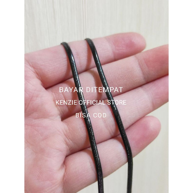 KALUNG TITANIUM HITAM MODEL GEPENG PANJANG 45CM|50CM|60CM