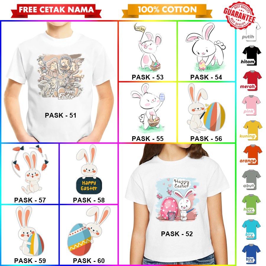 [FREE NAMA!!] Baju Kaos ANAK DAN DEWASA EASTER PASKAH BANYAK MOTIF