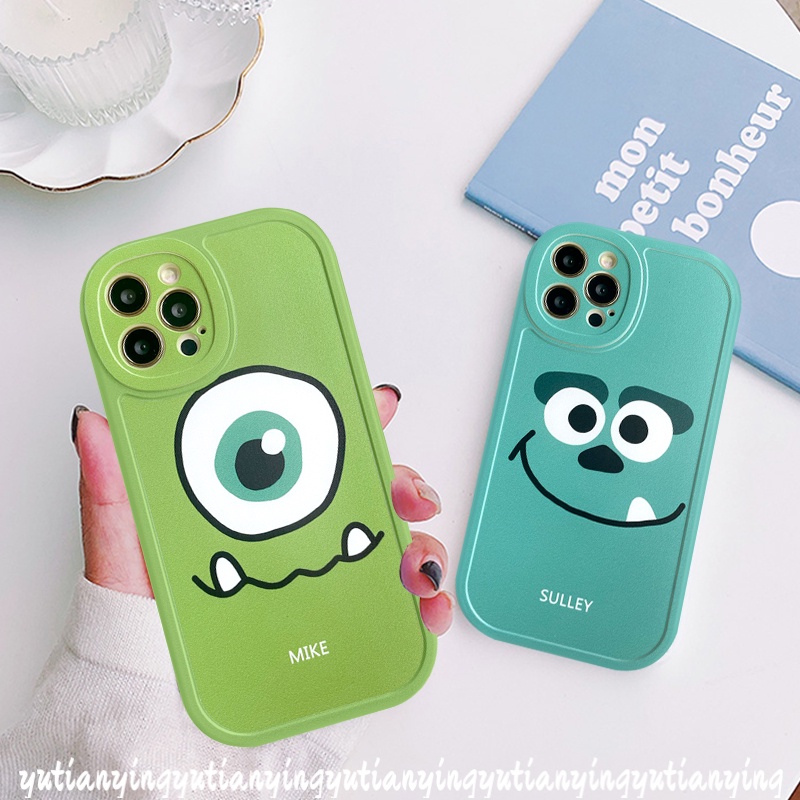 Case Monster Kecil Bermata Besar Hijau Realme C53 C55 10 Pro Plus C25s C35 C31 9i 8i C25 C21 7i C20 C25Y C11 C12 C21Y C15 7 6 5s 6s 8 8Pro 6i 5c17 C3 Pelindung Lensa Oval Soft Tpu