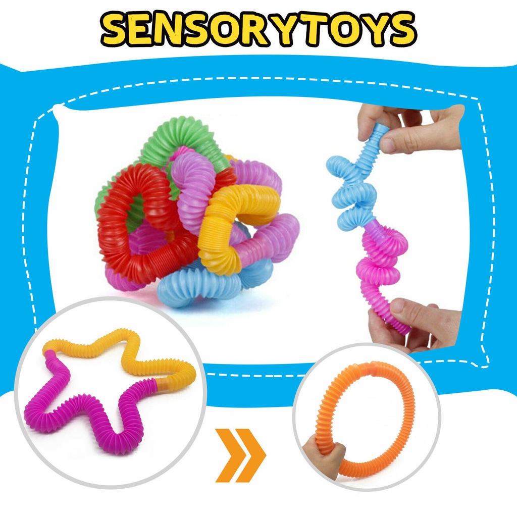 Fidget Bend Stretch Pull &amp; Pop Tubes Sensory Toys Fine Motor Skills Toy for Kids ADHD