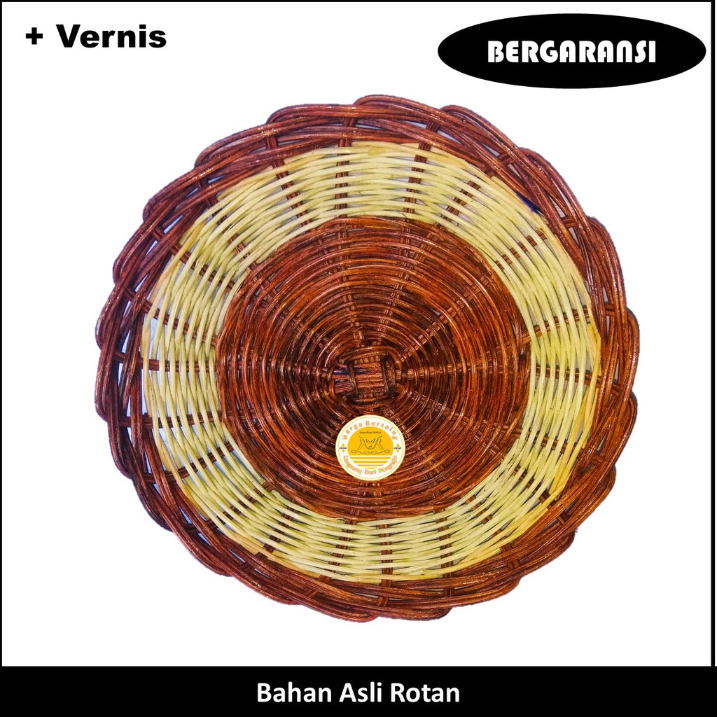 Supplier Piring Vernis Bahan Rotan Asli - Piring Coklat Bahan Rotan - Piring Warna Coklat Asli Rotan