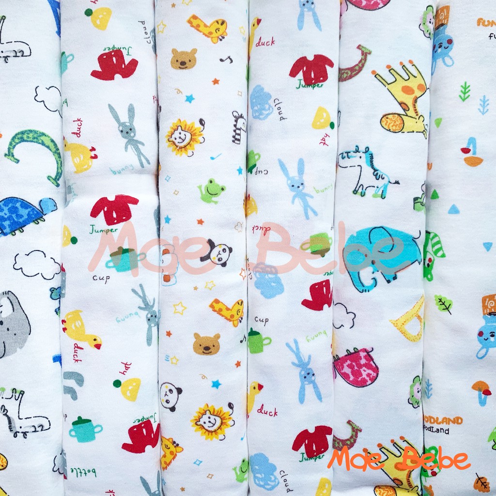 Mamimu Bedong Bayi Dasar Putih Motif 115x90cm Isi 6 Pcs