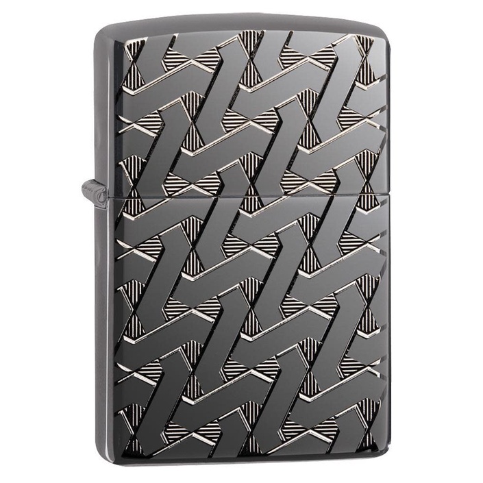 Zippo 49173 Geometric Weave, Armor Black Ice, Deep Carved