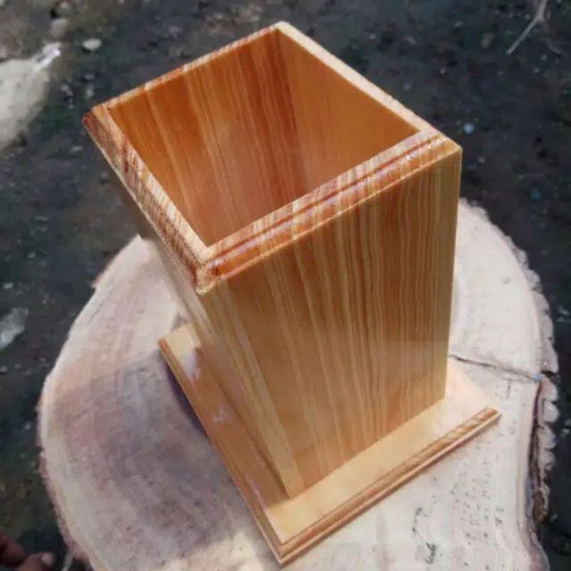 Tempat sendok kayu unik tatakan sendok kayu pinus pilihan-Clear Natual