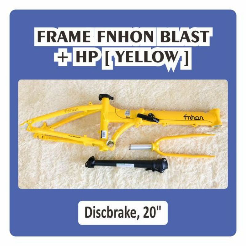 Frame set dan HP Fnhon Blast kuning yellow Discbrake DB Disk Brake 20 22 inch Alloy Handlepost