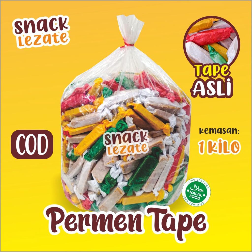 

Permen Tape Kiloan 1 KG Suwar Suwir Enak Asli Kediri Permen Tape Jadul / Jenang Tape Singkong Lezate