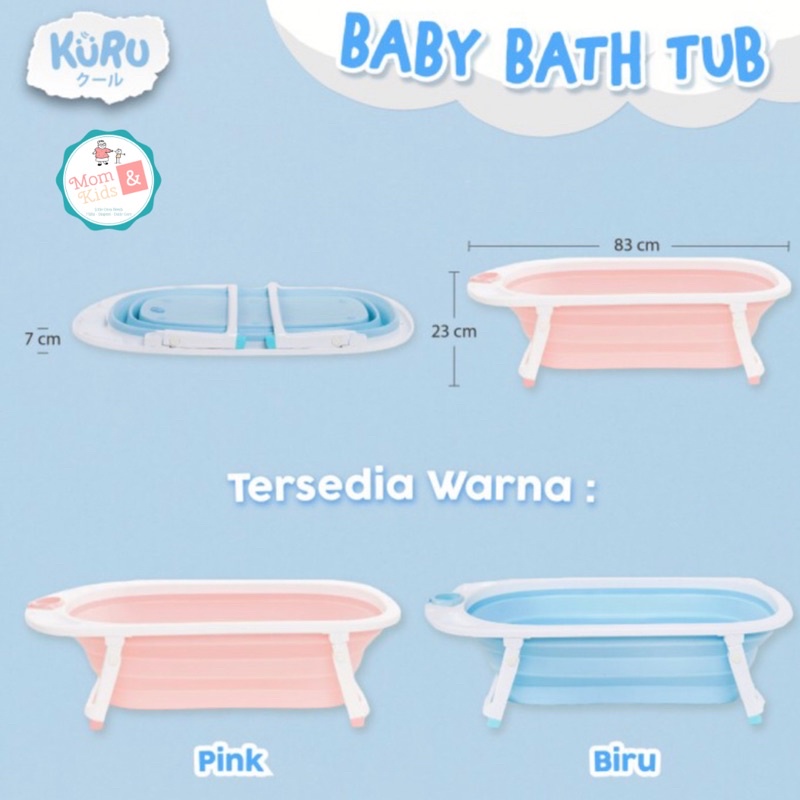 Bak Mandi Bayi Lipat Fordable Silicone | Kuru Infant Folding Bath Tub