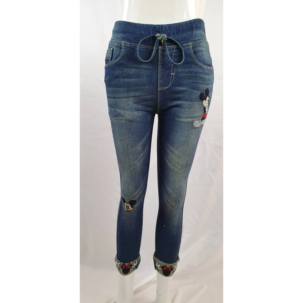 1081 CELANA JEANS WANITA JEGGING JEANS LEGGING MOTIF MICKEY MOUSE