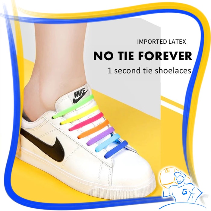 Tali Sepatu Elastis Tanpa Ikat Isi 16pcs Premium Tali Sepatu Casual Sport Shoe Laces Karet Shoelace Silicone