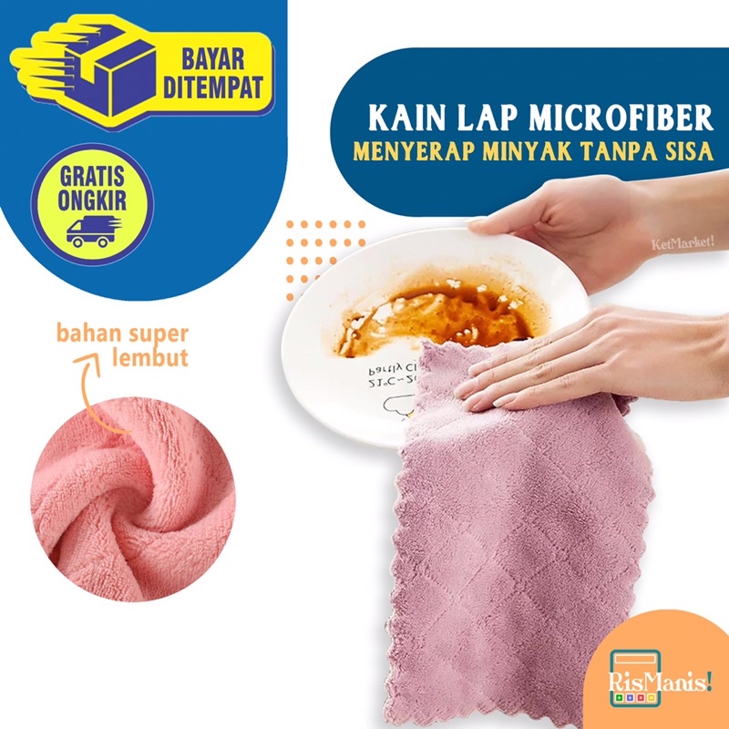 MICROFIBER KITCHEN DUSTER - Kain Lap Dapur Handuk Cuci Piring Wajan Panci Serap Minyak Halus Lembut