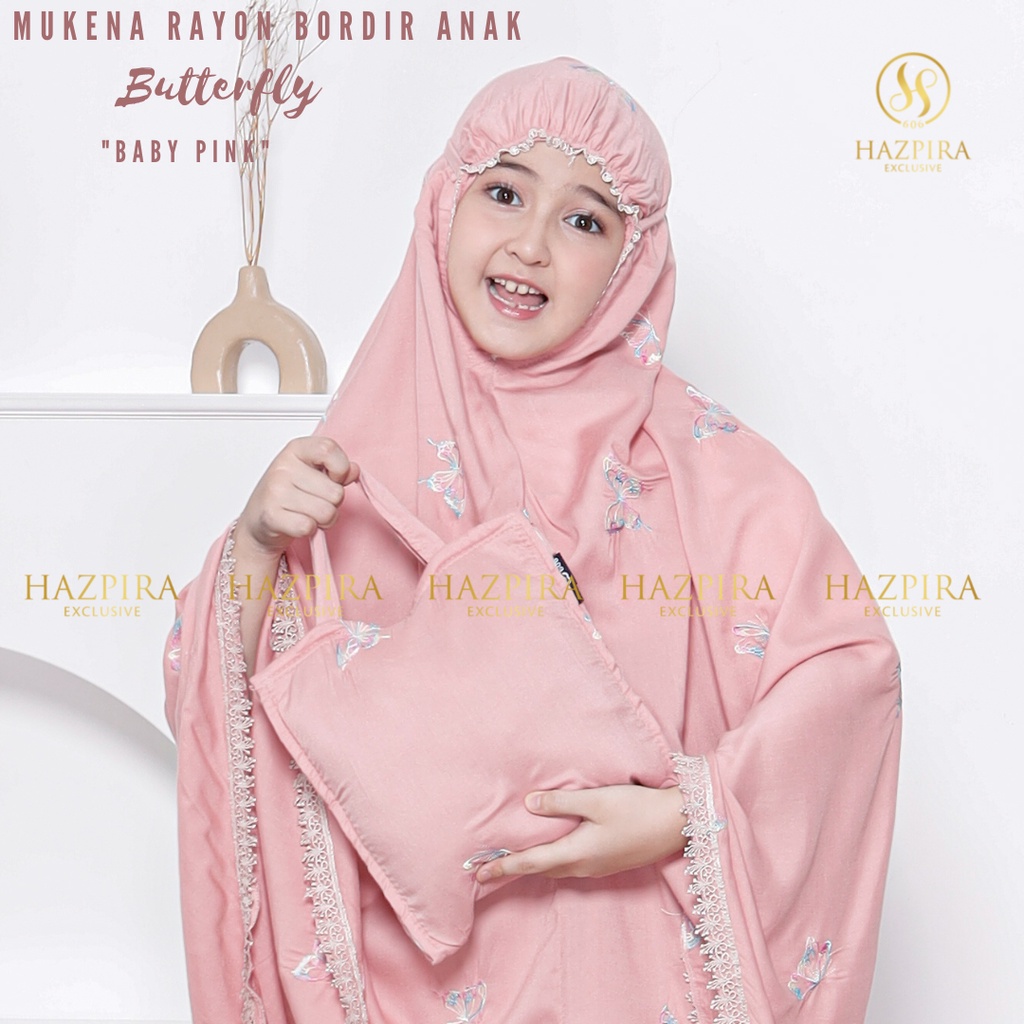 MUKENA ANAK RAYON BORDIR KUPU-KUPU BUTTERFLY 5 - 15 TAHUN