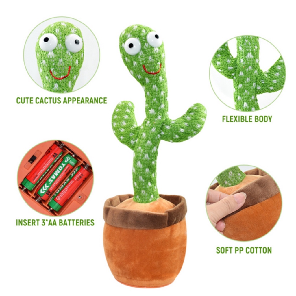 Boneka Kaktus Goyang dan Bicara Dancing Cactus Dancing Kaktus Bisa Bicara boneka kaktus Bisa Bicara